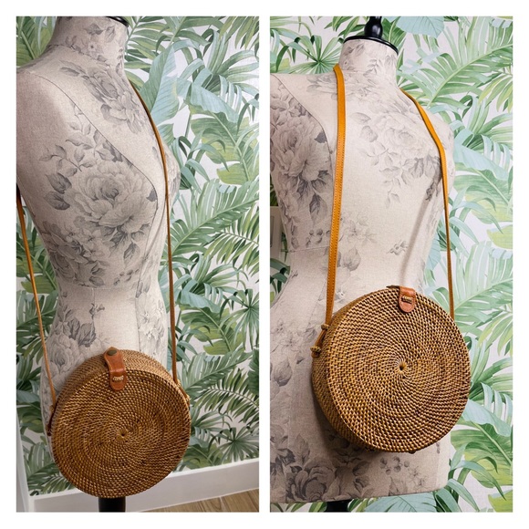 NEW Nell - Round Woven Bamboo shoulder bag - Picture 10 of 11